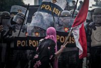 Ilustrasi barikade polisi sedang mengamankan jalannya sebuah demonstrasi di Jakarta. (dok Foto Istimewa)