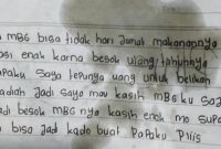 Foto: Isi surat siswi MTs Biromaru, Nur Rahmadani untuk pengelola MBG.