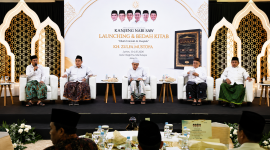 Peluncuran kitab karya terbarunya berjudul Ithafu Ummati Al-Muqtafa pada Jumat (10/7/2026) malam di Aula Masjid Sunda Kelapa, Menteng, Jakarta Pusat. (Foto: Dok. NU Online)