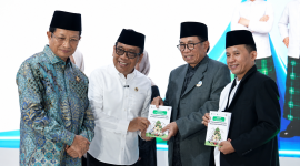 Peluncuran Gerakan Nasional Ruang Aman Nyaman Anak untuk Pesantren dan Madrasah di Pesantren Al Hamid, Jakarta, Ahad (12/7/2026). (Foto: Kemenag)