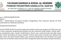 Tangkapan layar surat pengurus ponpes Hamatul Qur'an terkait kronologi penggerebekan dan kekerasan di pondok pesantren putri (AFU.id)