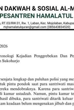 Pesantren Hamalatul Qur’an Sukoharjo Protes Penggerebekan Polisi, Soroti Dugaan Kekerasan terhadap Santriwati